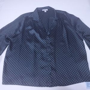 TOPSHOP Polka-dot Scallop Cut Button -down Closure Blouse